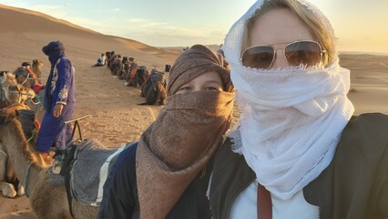 camels in the Sahara Desert