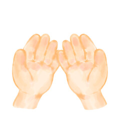 水彩でかいた両手のひら