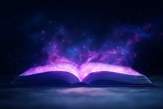 Magical Digital Book with Glowing Ethereal Pages Intricate Mystic Symbols and Enchanted Holographic Elements