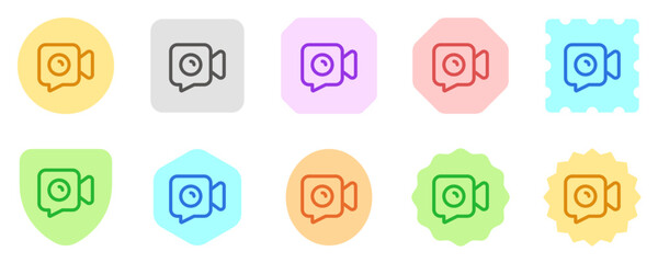 Vector video call, video camera icon. Black, white background. Perfect for app and web interfaces, infographics, presentations, marketing, etc.