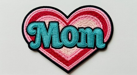 Colorful Mom Heart Patch - Mother's Day Embroidery Design