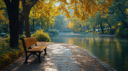 Obraz premium Tranquil Autumn Park Scene