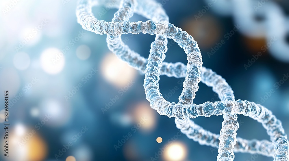 Aufkleber intricate 3d representation of a dna double helix glowing magnificently with brilliant light against