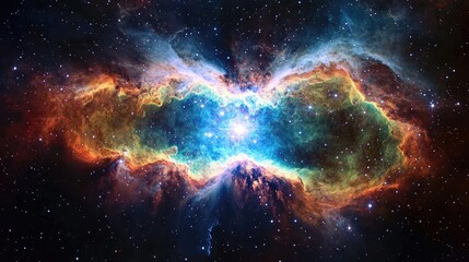 Fototapeta premium Cosmic nebula, vibrant colors, stellar nursery, space exploration, educational use