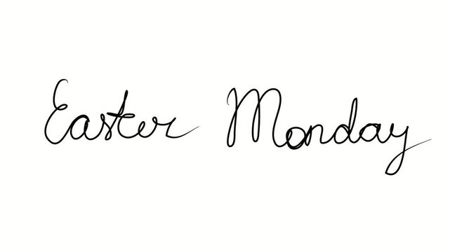 Easter Monday. Holiday text. Drawing doodle hand drawn. Video 4k  object illustration, minimalism hand drawn sketch design modern new
