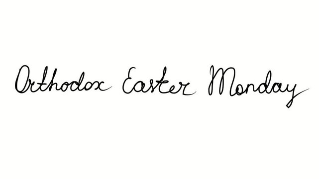 Orthodox Easter Monday. Holiday text. Drawing doodle hand drawn. Video 4k  object illustration, minimalism hand drawn sketch design modern new
