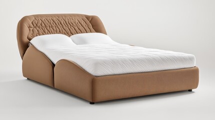 Unique Brown Bed With Quilted Mattress Design