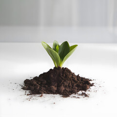 Young Green Sprouts Growing in Sunlit Soil