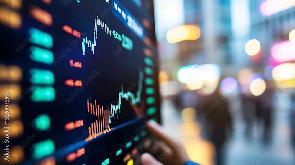 Aufkleber Digital Stock Market Analysis on Modern Screen with Graphs and Price Data : Generative AI