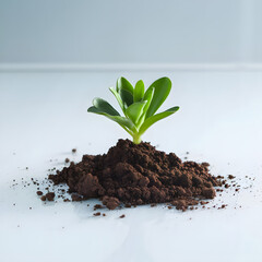 Young Green Sprouts Growing in Sunlit Soil