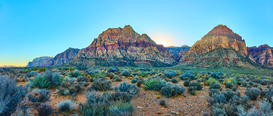 Red Rock Canyon Sunrise Panorama Eye-Level View