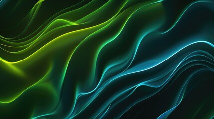 Obraz premium Abstract green color wave flowing express the energetic signal. Seamless texture of vividness curve swirling convey sense of harmony and wonderful scene perfect for effect and graphic design. AIG51.