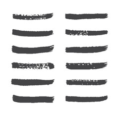 Set of paint brush stroke. Grunge vector drawing. Artistic design elements, ink splatter. Dirty watercolor texture, frame line, splash or abstract creative shape for social media.