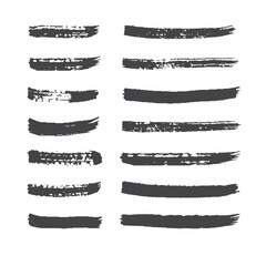 Set of paint brush stroke. Grunge vector drawing. Artistic design elements, ink splatter. Dirty watercolor texture, frame line, splash or abstract creative shape for social media.