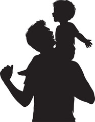 Child in father’s shoulders