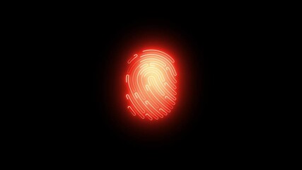 Digital biometric fingerprint scan video Biometric Fingerprint Scanning for Digital Security. Glowing red fingerprint, digital biometric scan