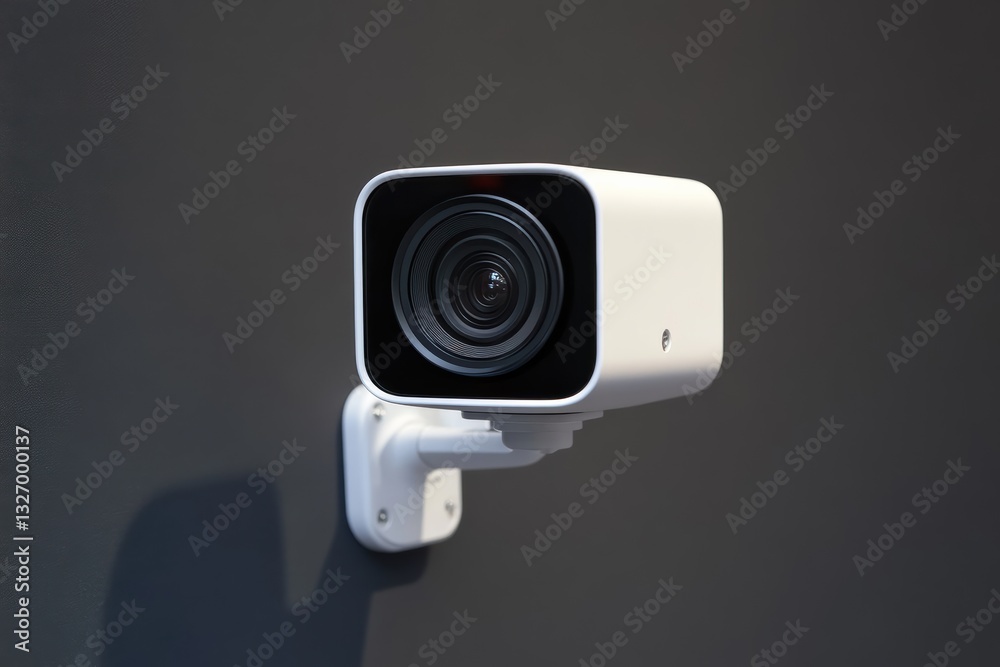 Poster high-resolution motion detection camera mounted on a wall for security monitoring