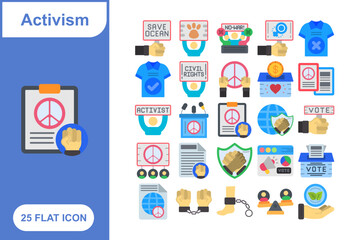 Activism Flat Icon Set Collection of 25 Activism Flat Icon Set &ndash; 25 Protest, Equality, and Social Justice Icons