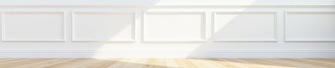 Obraz premium Classic white wainscot paneling, vertical lines , vintage, surface, vertical