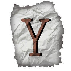 burnt paper isolated with letter y