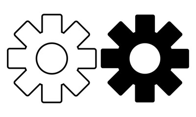 Gear icon set. Black settings icon. cogs symbol. gear wheel mechanism. black outline and filled version. Gear symbol vector sign isolated on white background. New business idea, teamwork,  eps10