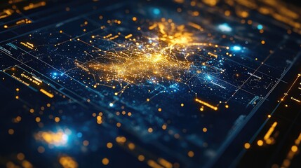 Global network data flow visualization, digital map