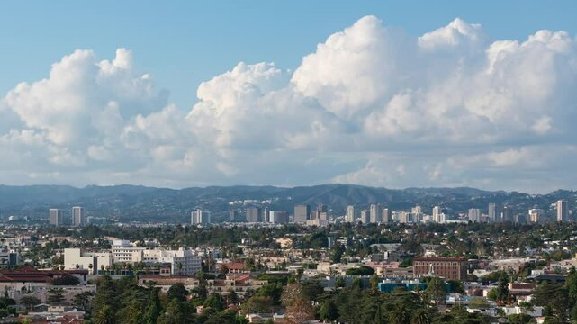 Los Angeles Century City and Westwood from Culver City Tilt Down Time Lapse California USA