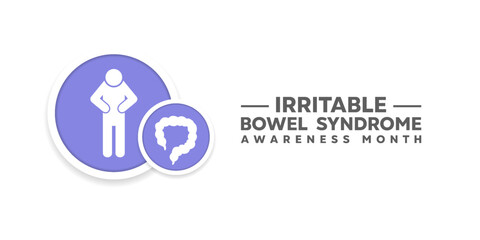 Irritable Bowel Syndrome Awareness Month. People and bowel. Great for cards, banners, posters, social media and more. White background.