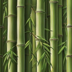 Obraz premium Serene Bamboo Forest: A Seamless Pattern of Tranquility and Natural Beauty for Backgrounds and Designs