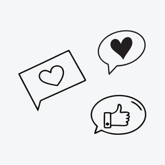 Heart and Like line icon silhouette vector style with white background Art & Illustration