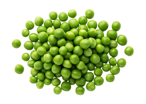 Fresh green peas pile, top view