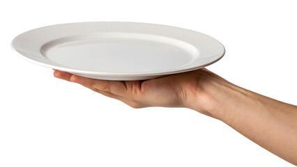 hand holding a white plate