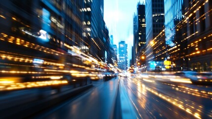 Obraz premium Fastpaced city life captured with dynamic motion blur showcasing vibrant nightlife : Generative AI