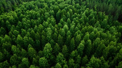 Aerial view of a dense and vibrant green forest showcasing nature's beauty and biodiversity from above : Generative AI