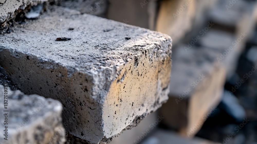 Leinwandbilder Closeup shot of rustic concrete blocks showcasing texture and structural design : Generative AI