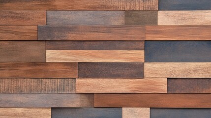 Obraz premium Close-up view of a textured wooden wall featuring various shades and patterns, ideal for design