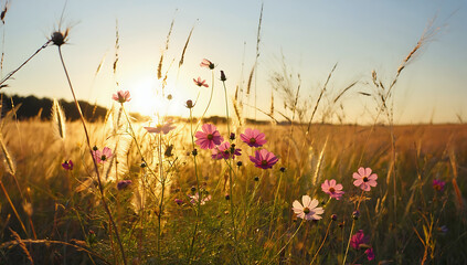 Wildflowers in the golden hour light