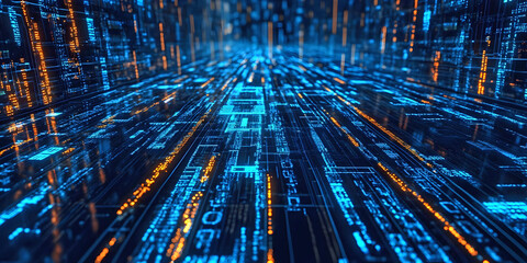 abstract technology Digital Data Stream background, ai generated.
