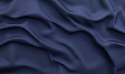 Obraz premium Dark blue silk fabric background, soft folds, elegant texture, ideal for fashion design
