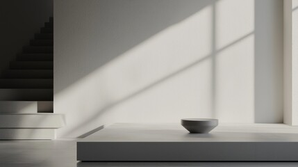 Fototapeta premium Minimalist Interior Design: A Serene Space with a Single Bowl