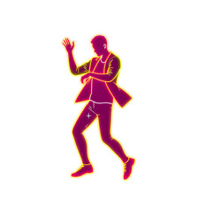 Person dancing holographic 3D icon. neon symbol vector illustration isolated on white background. Generative AI