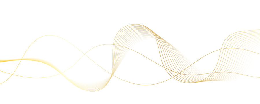 Abstract golden linear background. Flowing particles future technology concept abstract gradient and gold wave curve lines banner.