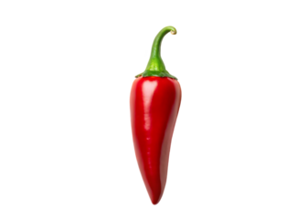 Single red chili pepper isolated on black background