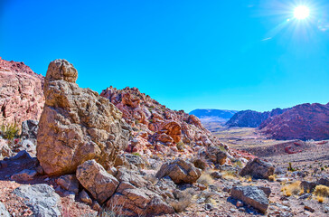 Rugged Red Rock Formations Kraft Mountain Low Perspective