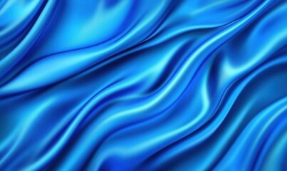 Fototapeta premium Flowing blue silk fabric background for luxury design projects