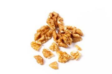 Walnuts isolated white background top view