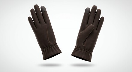 Obraz premium Elegant Brown Leather Gloves: A Pair of Soft, Warm Winter Accessories for Men and Women