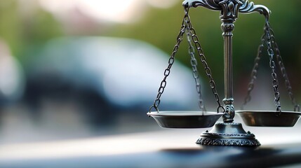 Elegant Silver Balance Scale Symbolizing Justice and Fairness in Law : Generative AI