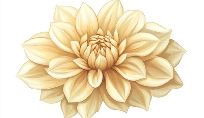 Cream Dahlia Flower Close Up Soft Lighting White Background
