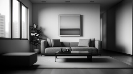 Monochromatic Modern Living Room Interior Design